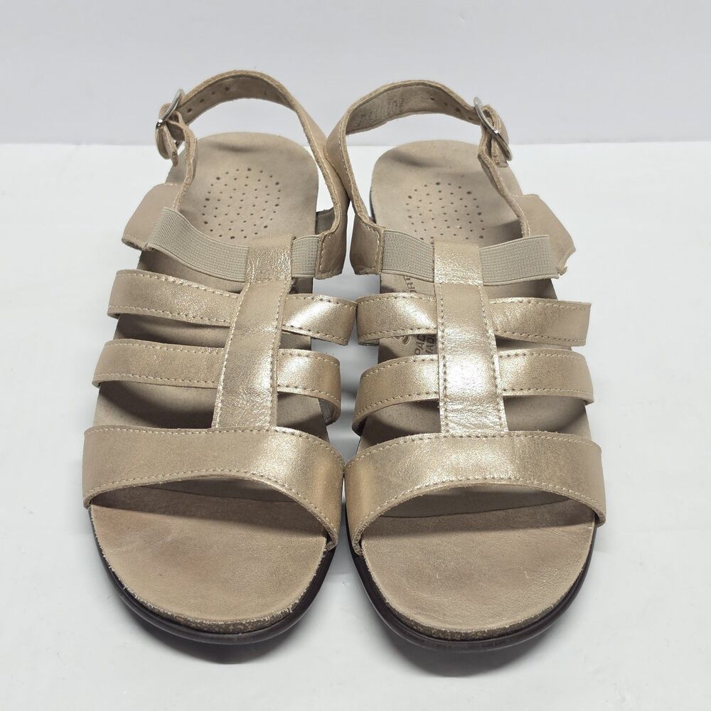 SAS Allegro Lusso Pearl Gold Heeled Sandals Women’s 7 M Comfort Leather Summer